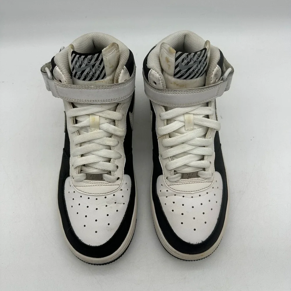 Nike 314195-028 Youth Size 6Y Womens 7.5 Black/White Air Force 1 Mid GS Sneakers